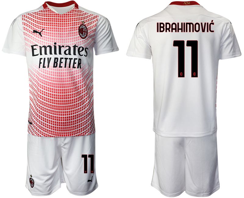 Men 2020-2021 Club Ac Milan away white #11 Soccer Jersey->customized soccer jersey->Custom Jersey